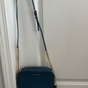 Michael Kors Teal Crossbody Bag with Gold Chain